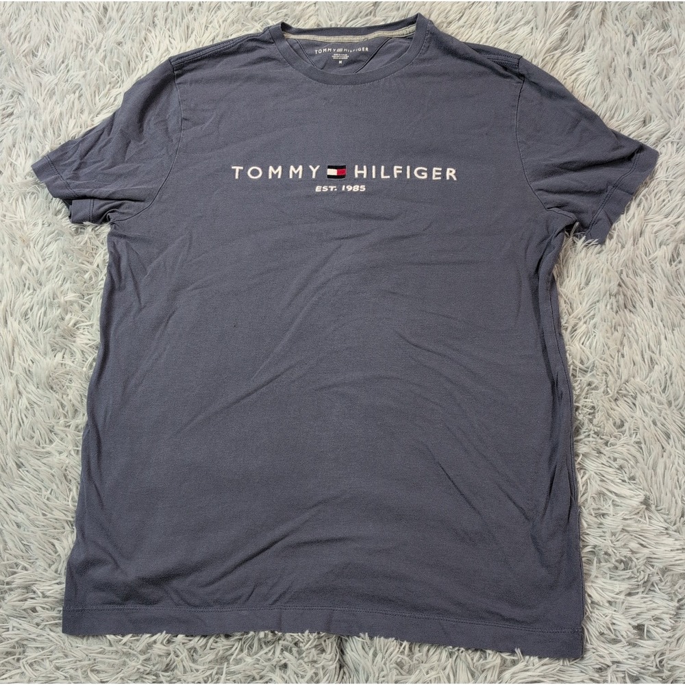 Tommy Hilfiger Shirt Womens M Blue Tee Top Casual Comfort Logo Spellout Comfort